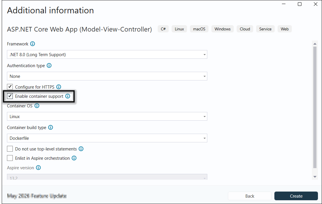 Docker Support Window