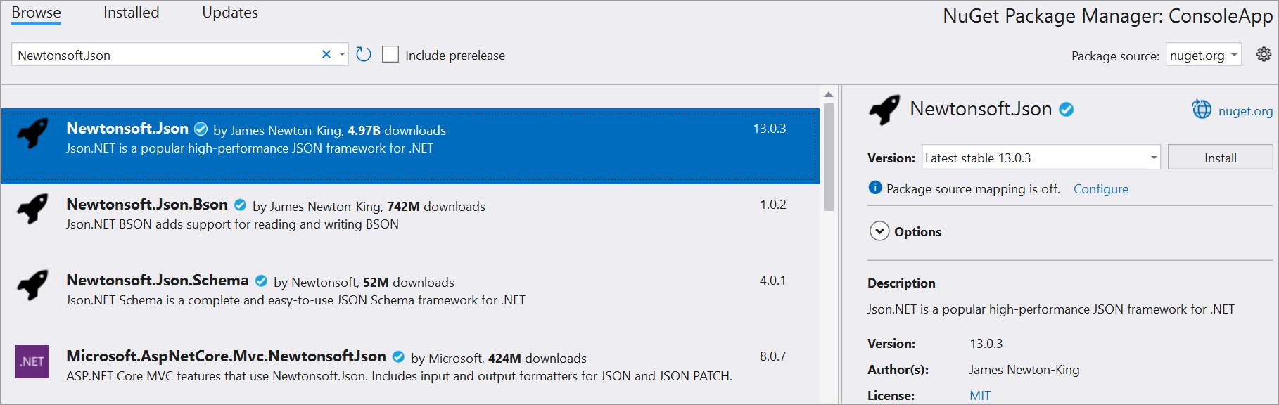 Install Nuget Package
