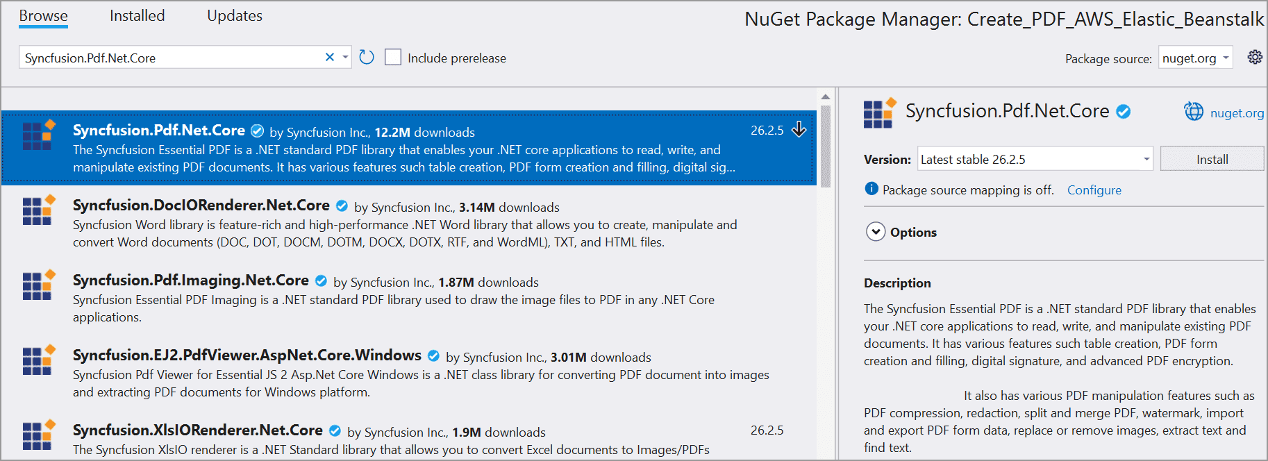 Install NuGet package
