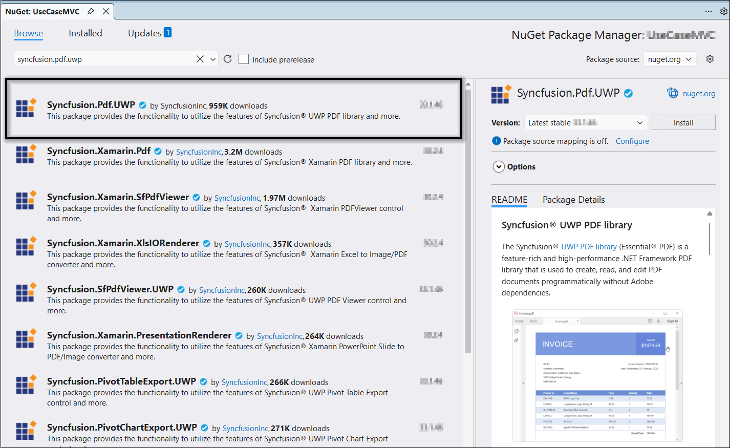PDF UWP Nuget package