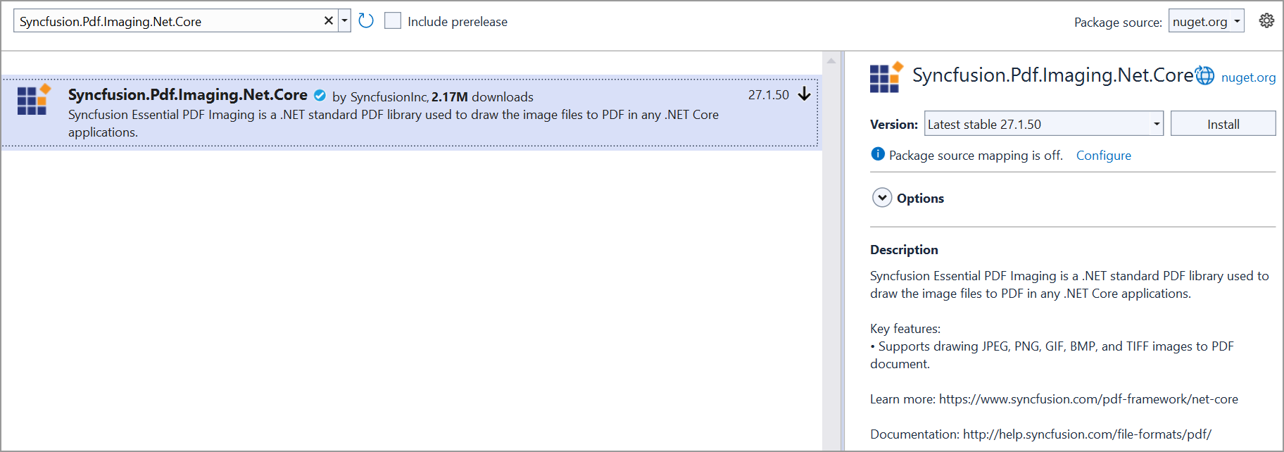 Install NuGet package