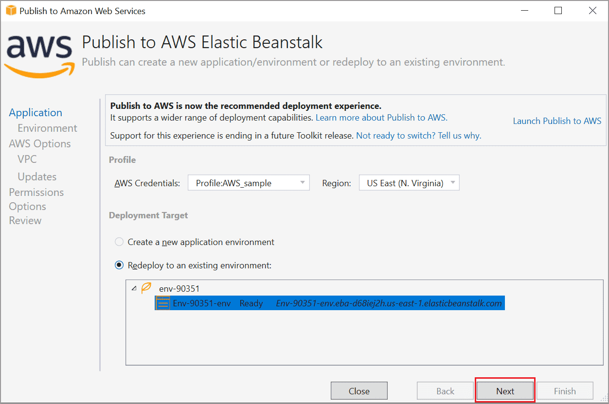 Publish to AWS Elastic Beanstalk