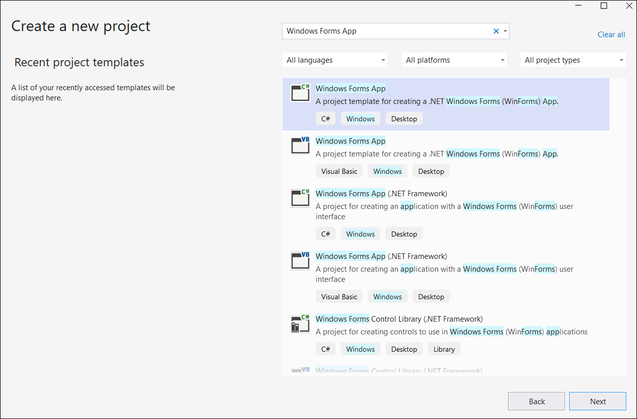 Windows Forms sample creation