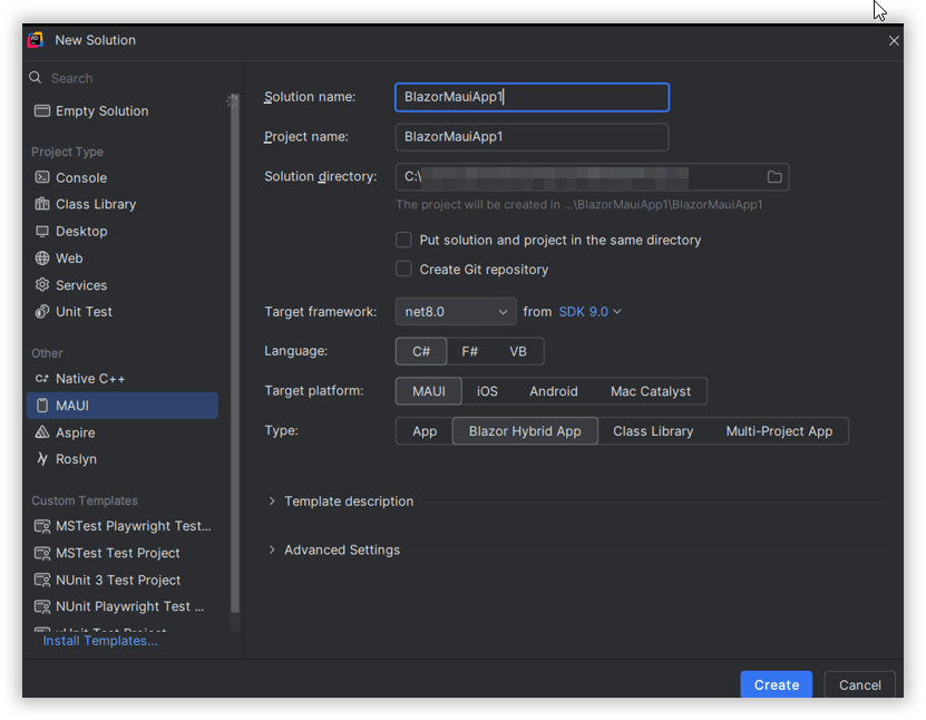 Creating a new .NET MAUI Blazor Hybrid APP