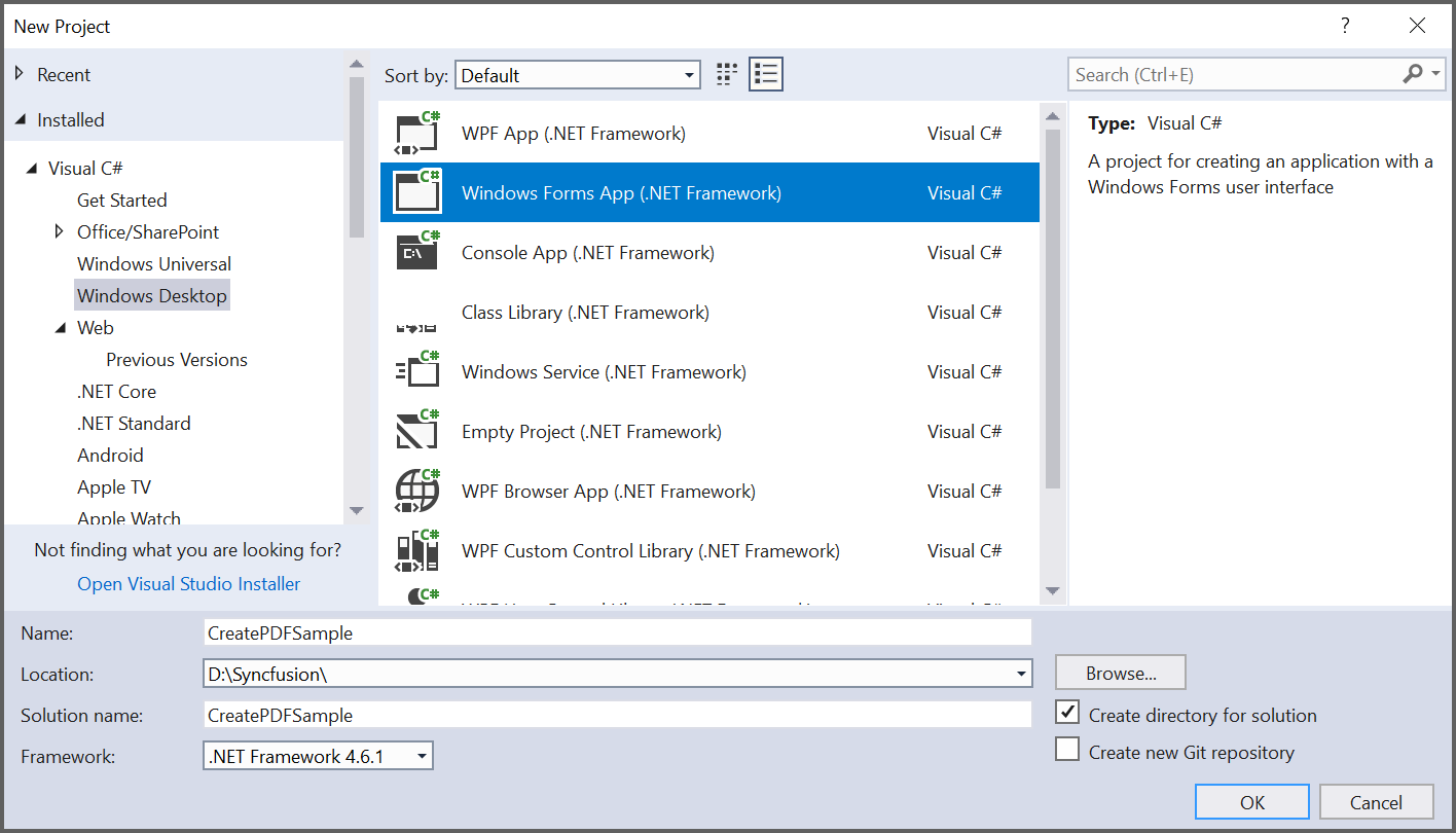 Windows Forms sample creation