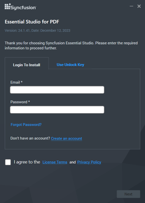 Login credentials