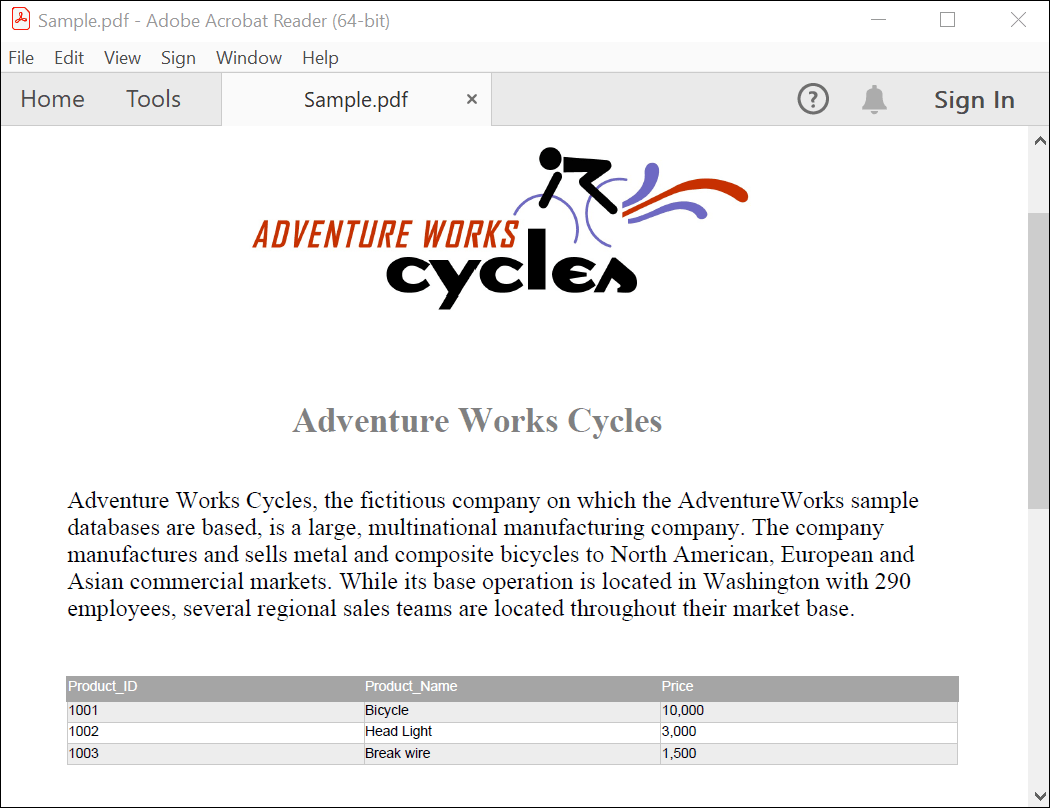 Output PDF