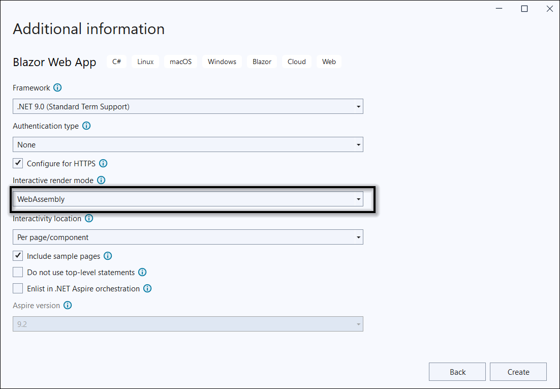 Select Blazor WASM app