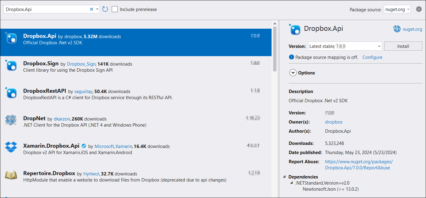 NuGet package installation