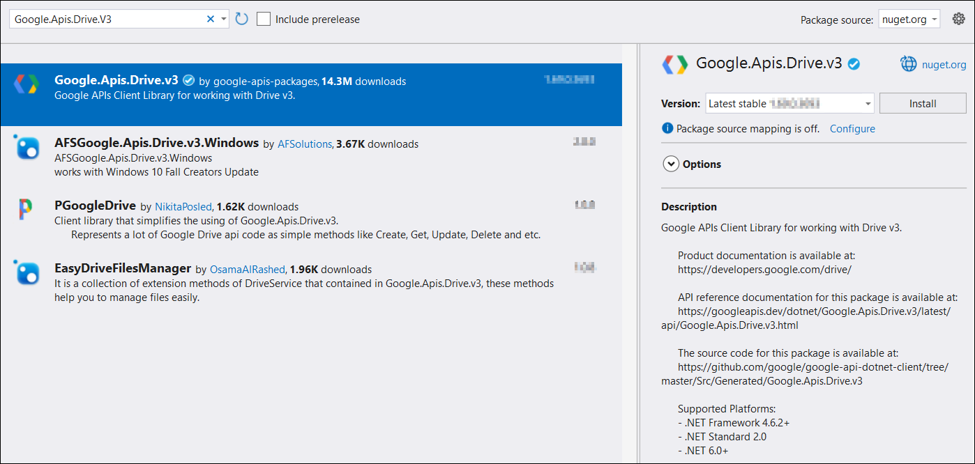 NuGet package installation