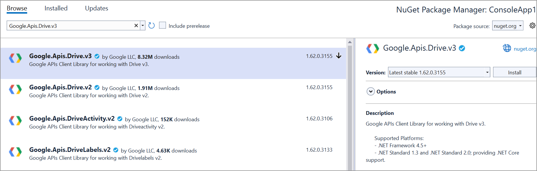 NuGet package installation