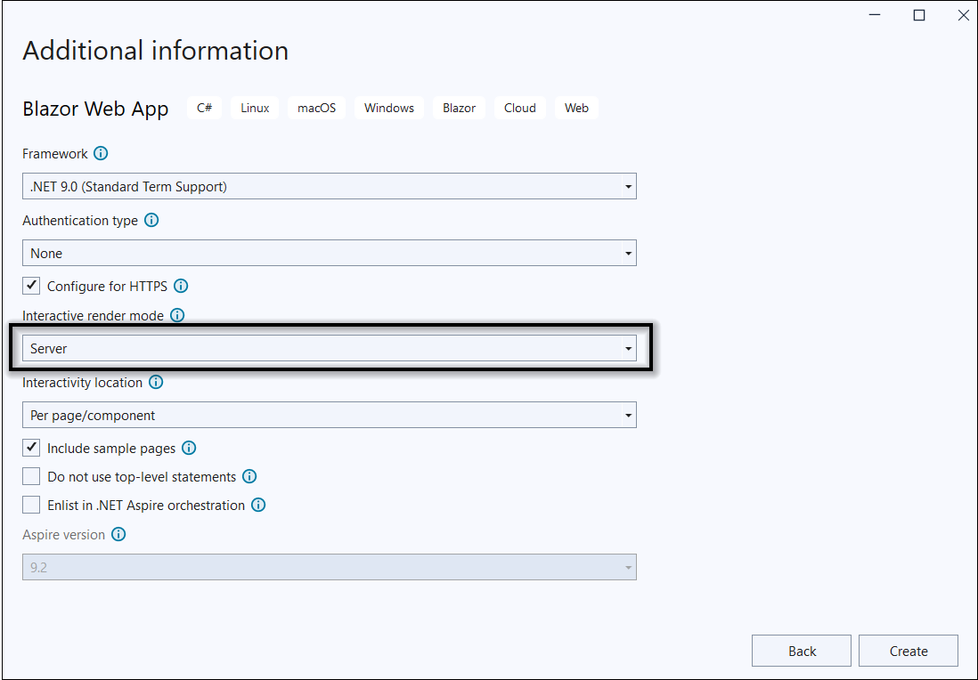 Blazor server app