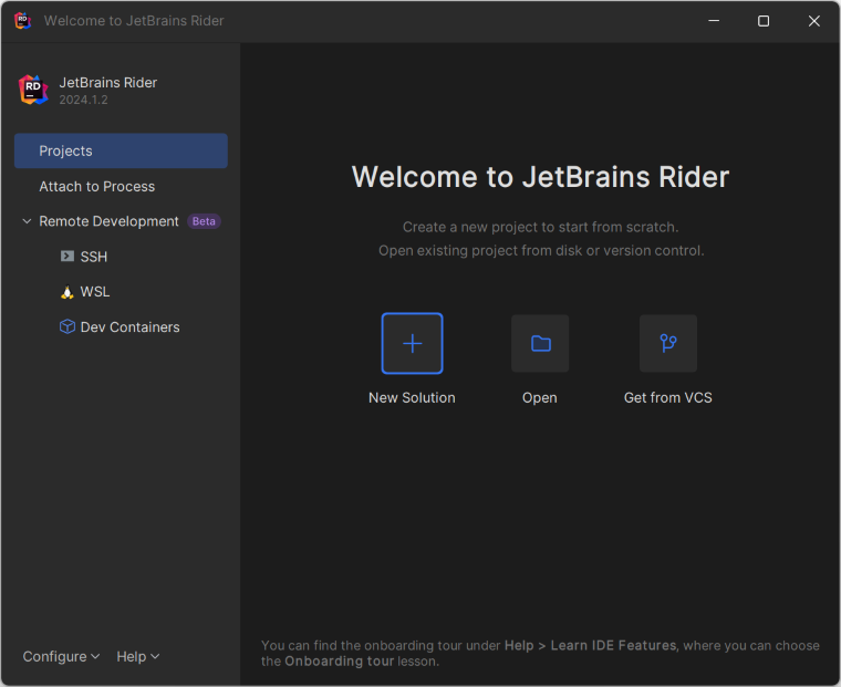 Launch JetBrains Rider