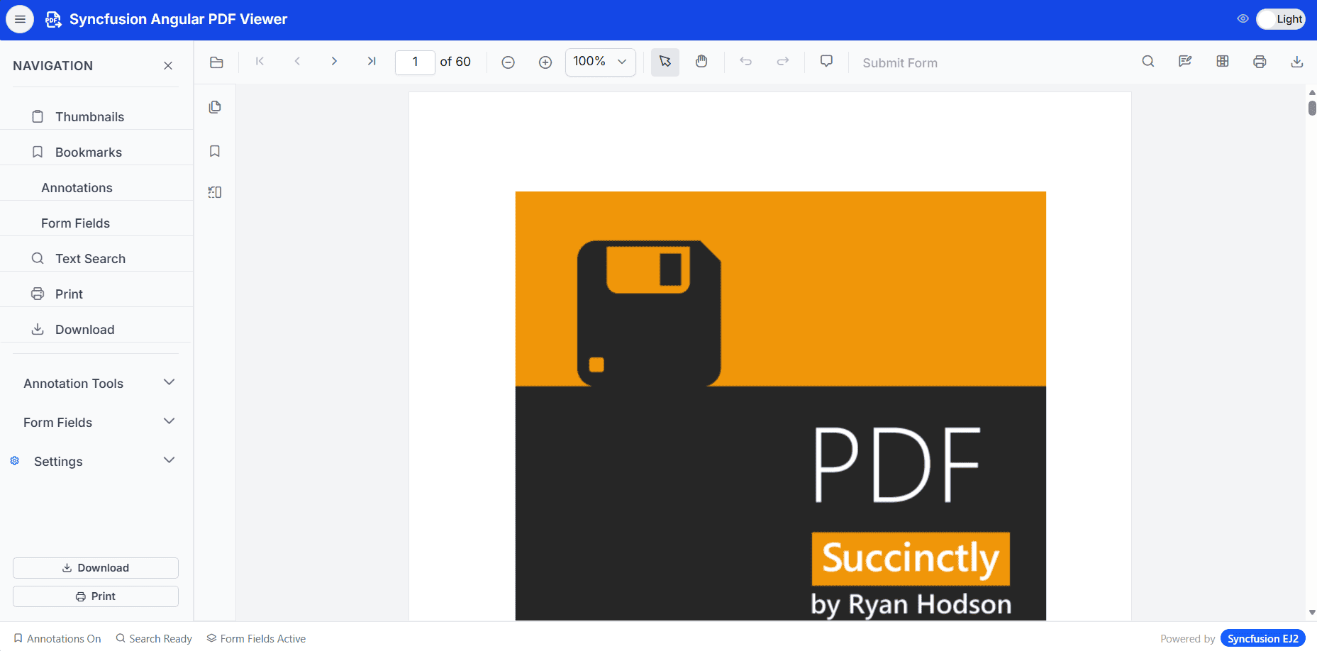 PDF Viewer with navigation bar generated by layout tool