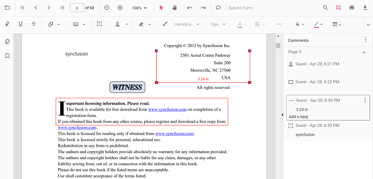 Comment panel overview