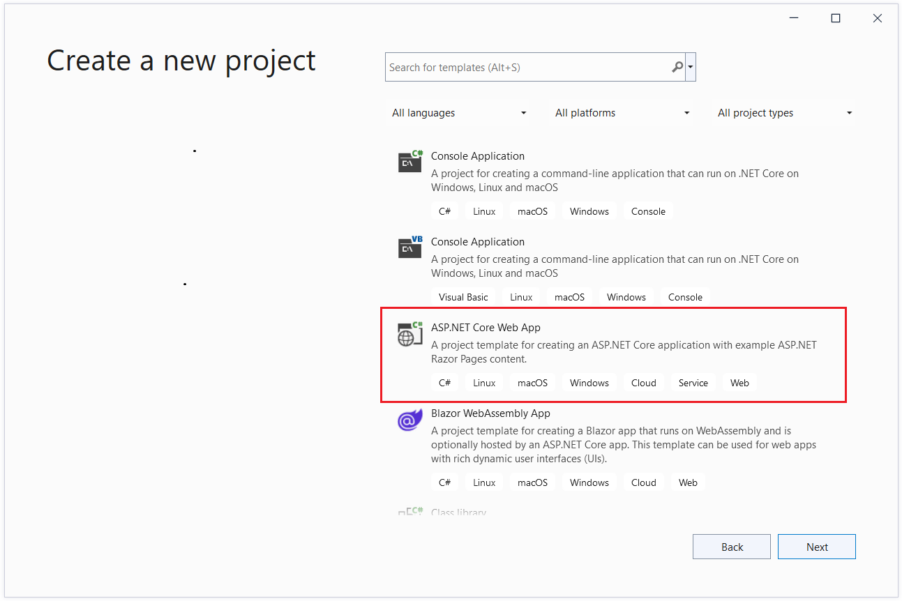 select-aspnet-core-web-app
