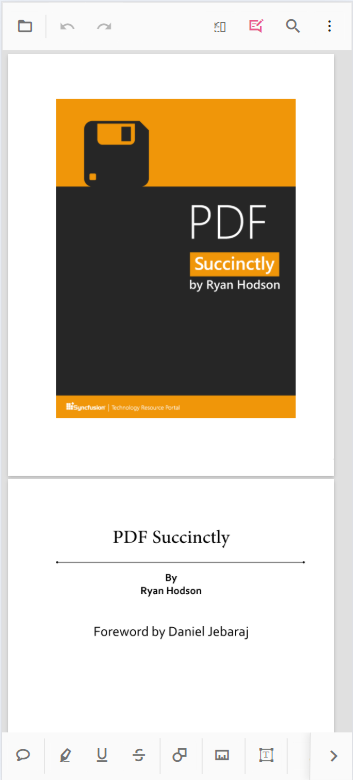 Annotation editing toolbar for adding, editing, or deleting PDF annotations