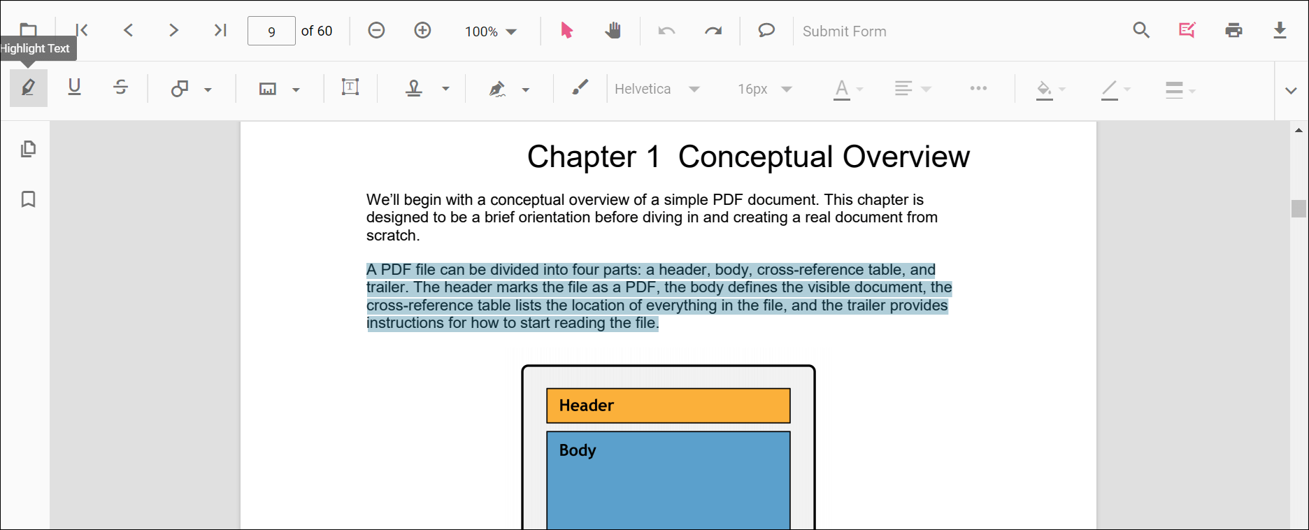 Highlight button in annotation toolbar