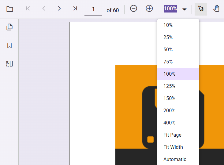 Zoom controls in the PDF Viewer toolbar