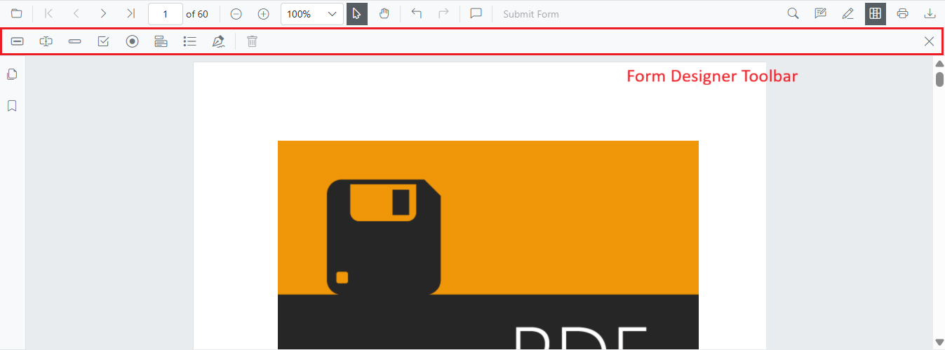  PDF Viewer form designer toolbar