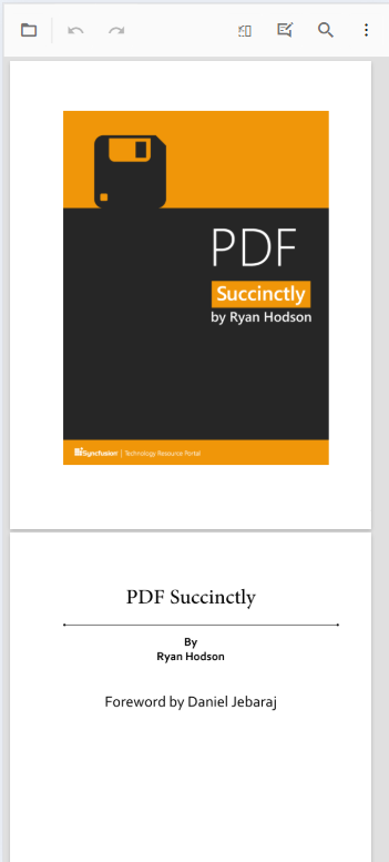 Mobile toolbar with primary PDF interaction options