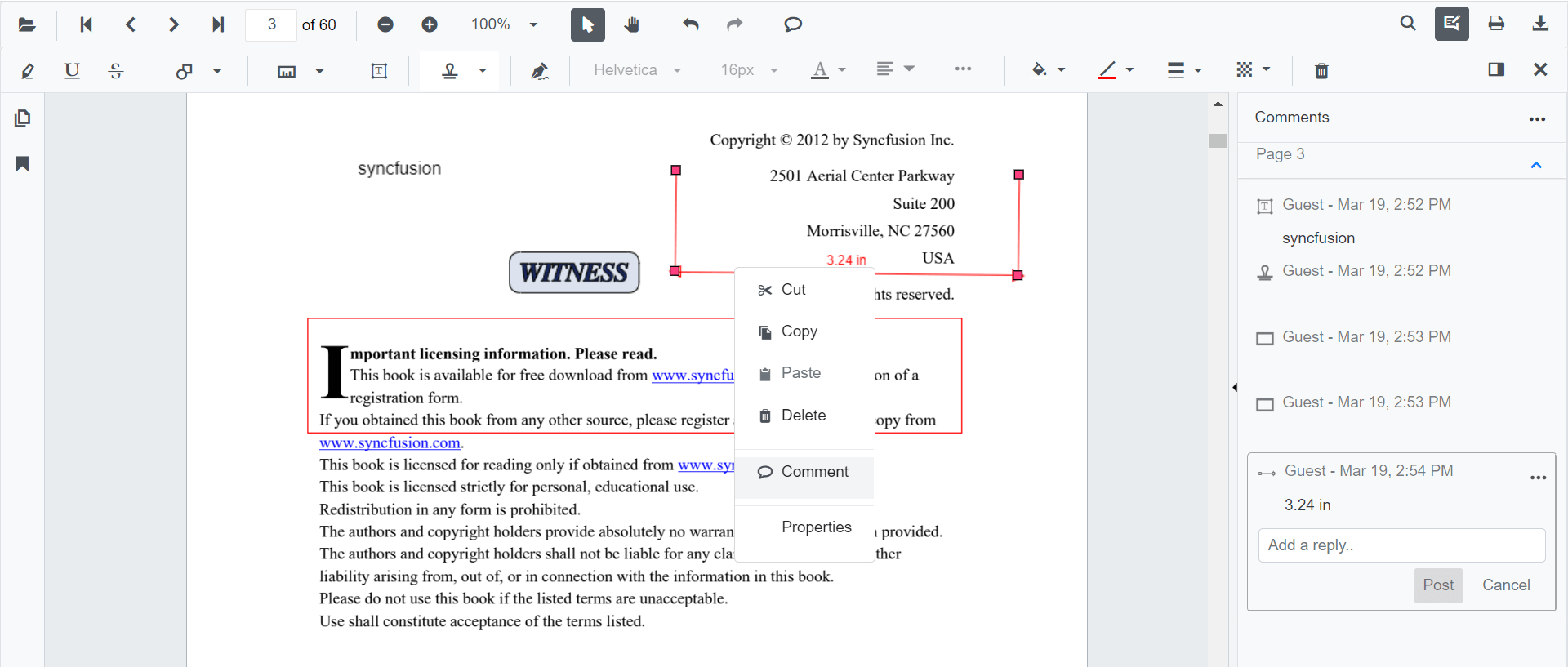 Adding Comments in Blazor SfPdfViewer