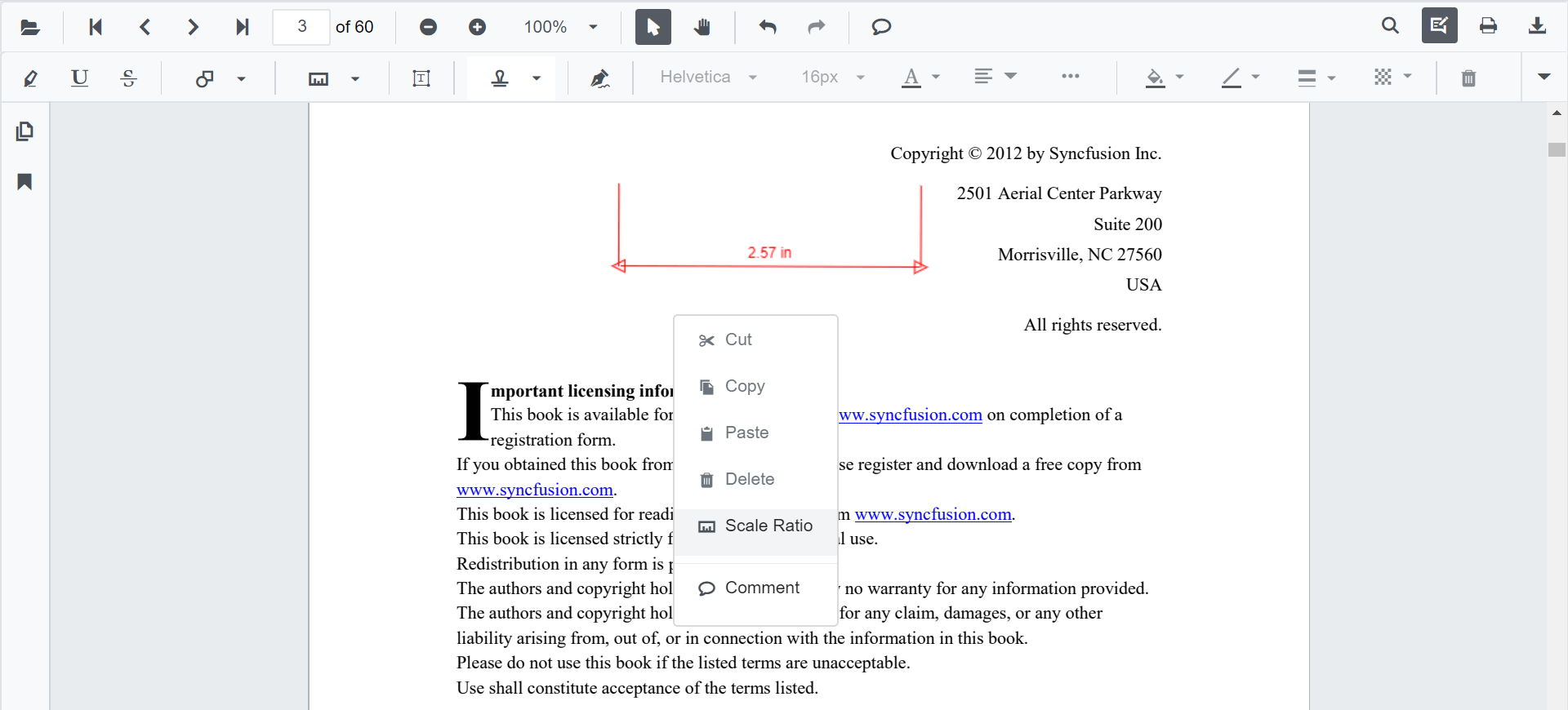 Editing Calibrate Scale Ratio in Blazor SfPdfViewer