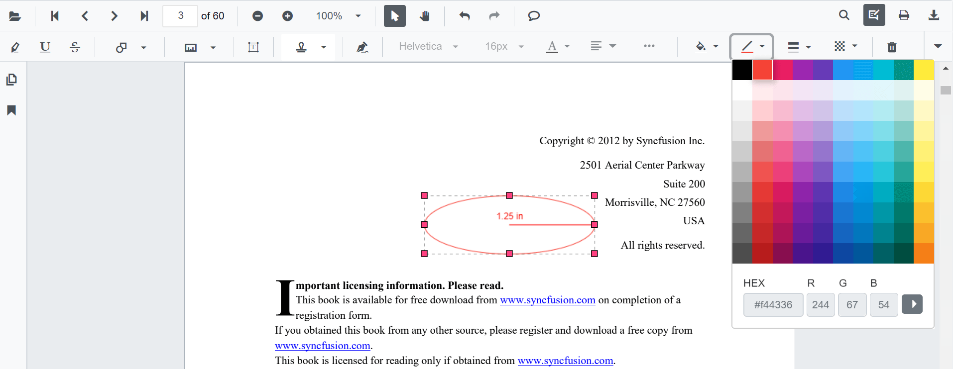 Editing Calibrate StrokeColor in Blazor SfPdfViewer