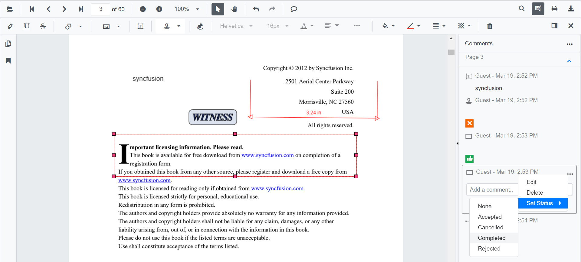 Blazor PDFViewer with Comment Status