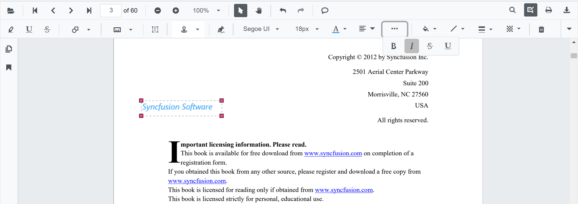 Editing Font Style in Blazor SfPdfViewer