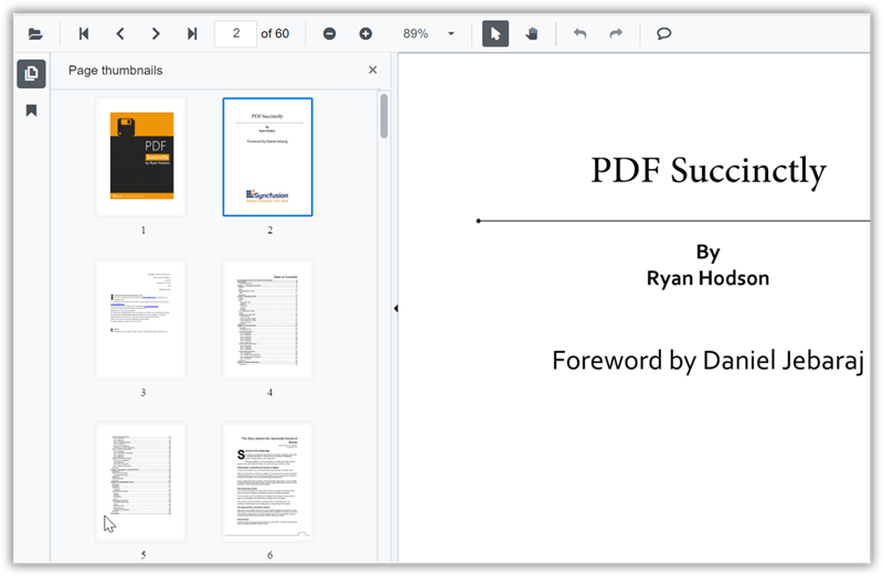 Blazor SfPdfViewer with Page Thumbnail Navigation