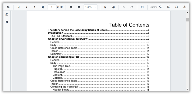 Table of Content in Blazor SfPdfViewer