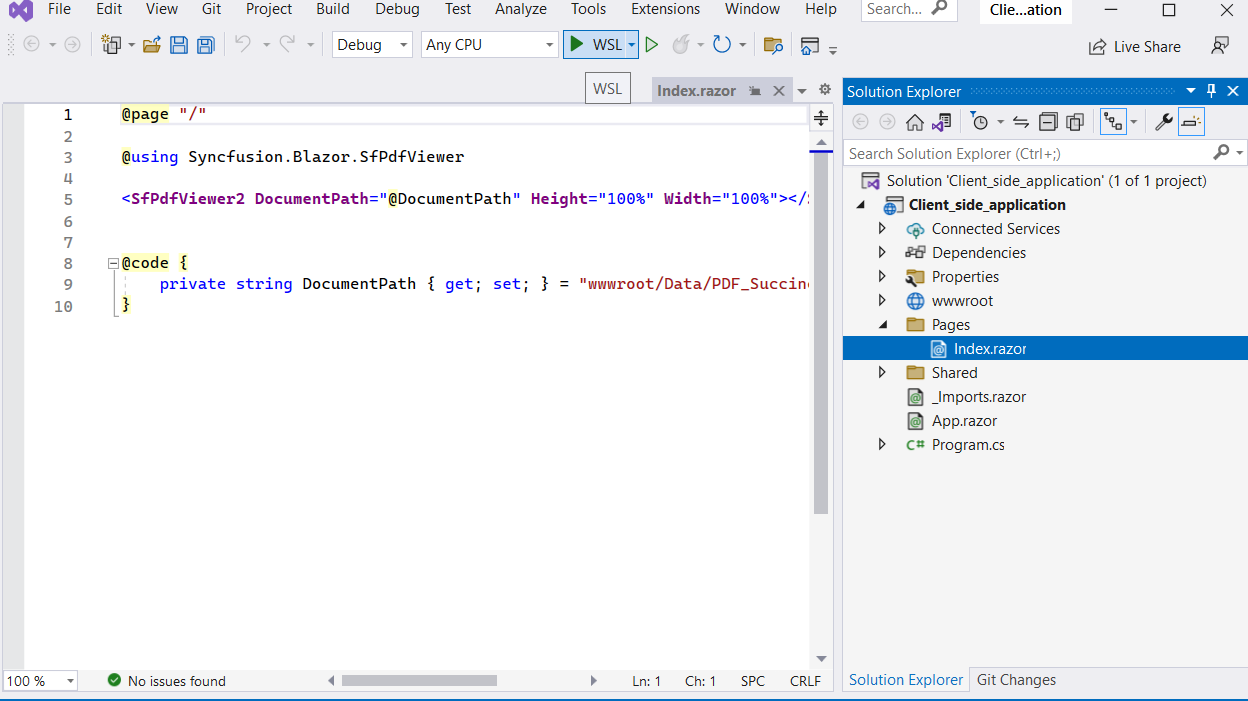 Blazor app running in WSL mode