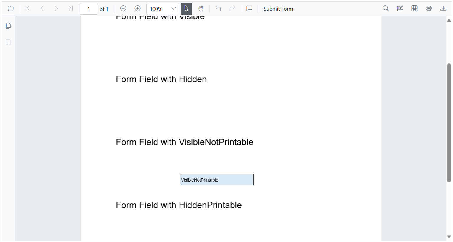 Form Field with VisibleNotPrintable Mode in Viewer