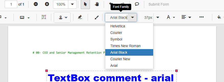 FontFamilies Property in Blazor SfPdfViewer