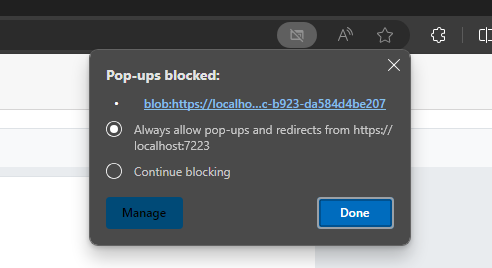 Allow pop-up for large page print window