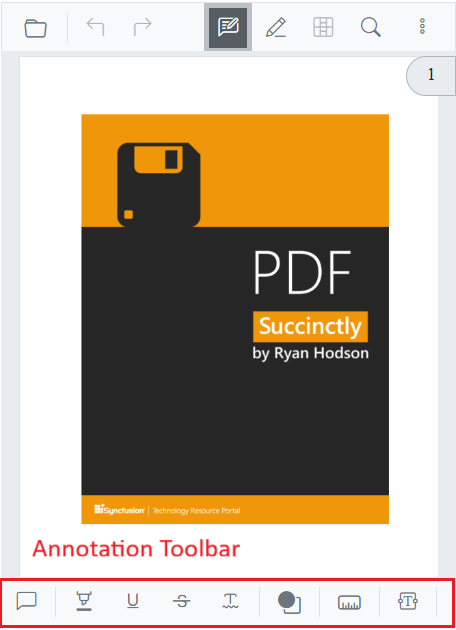 Blazor PDF Viewer annotation toolbar