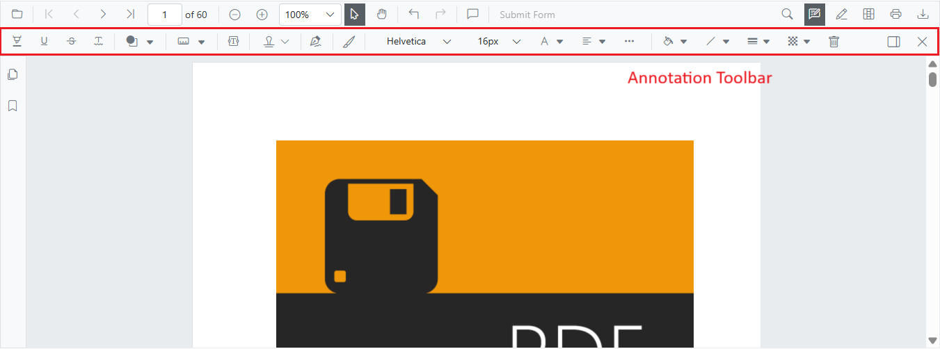 Blazor PDF Viewer annotation toolbar