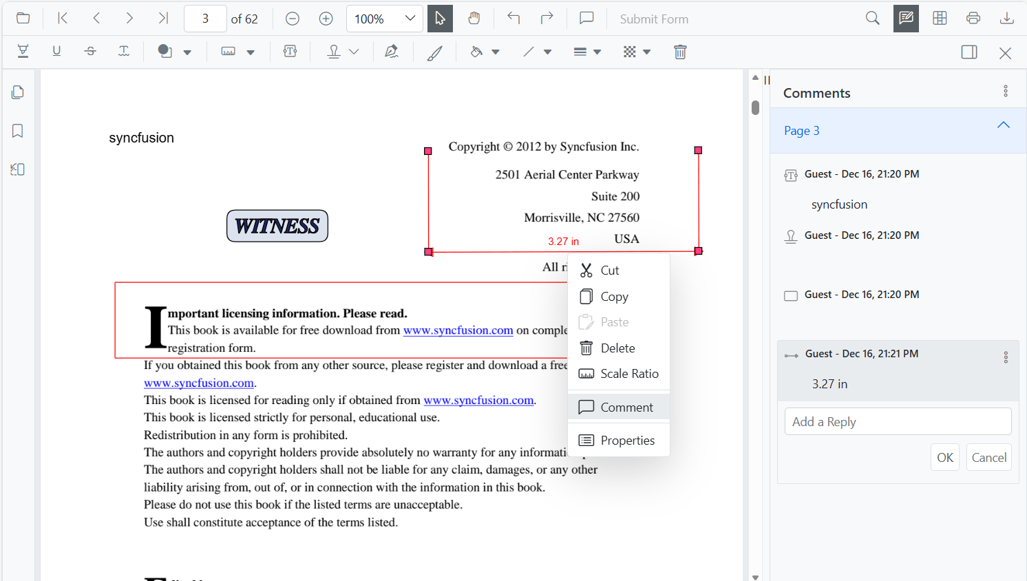 Adding Comments in Blazor SfPdfViewer