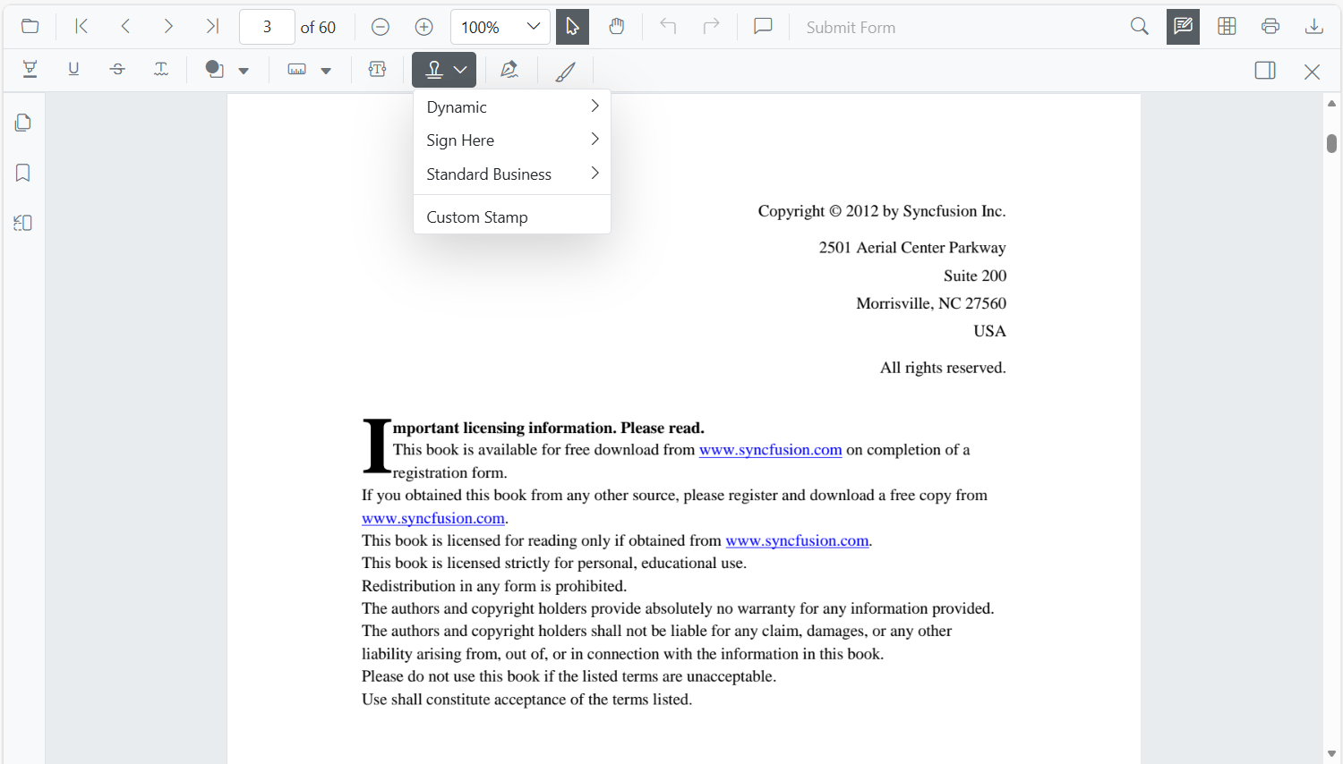 Adding Stamp in Blazor SfPdfViewer Toolbar