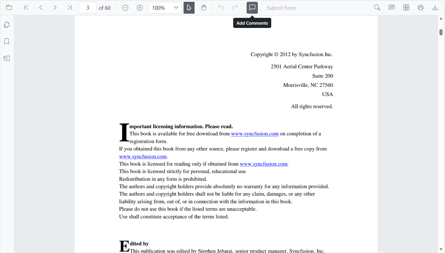 Adding StickyNotes in Blazor SfPdfViewer Toolbar