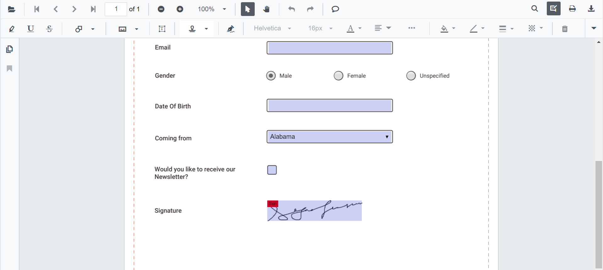 Displaying Signature in Blazor SfPdfViewer
