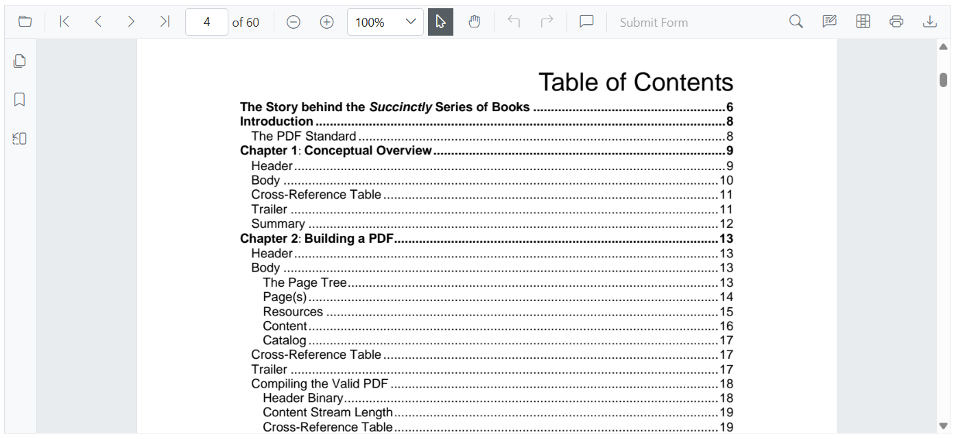 Table of contents navigation in Blazor PDF Viewer
