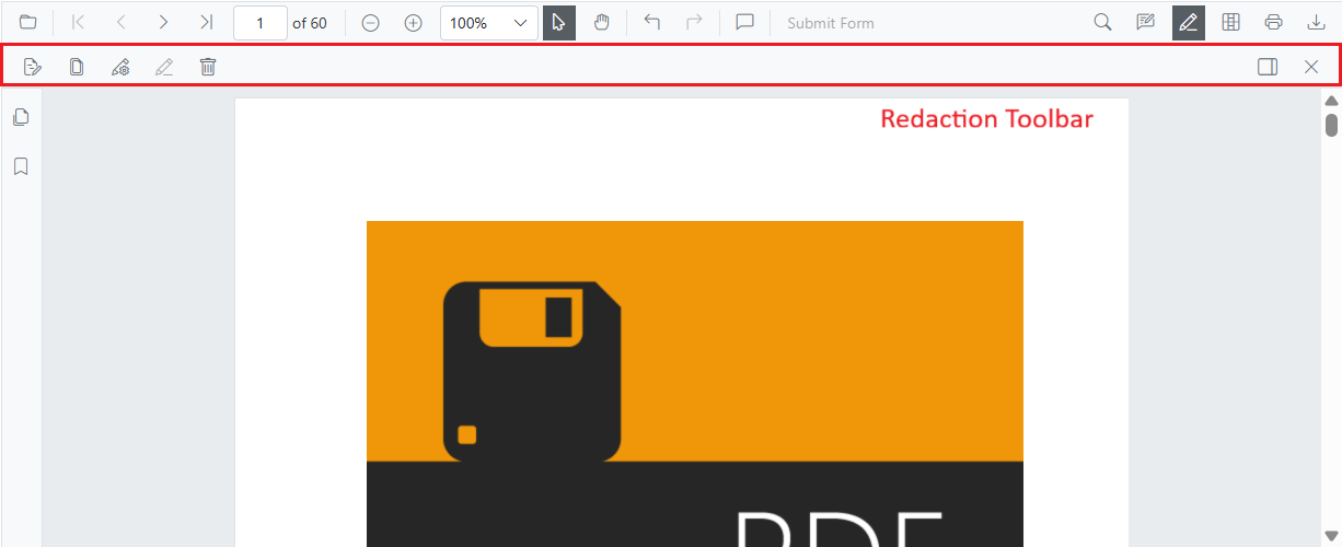 Blazor PDF Viewer redaction toolbar