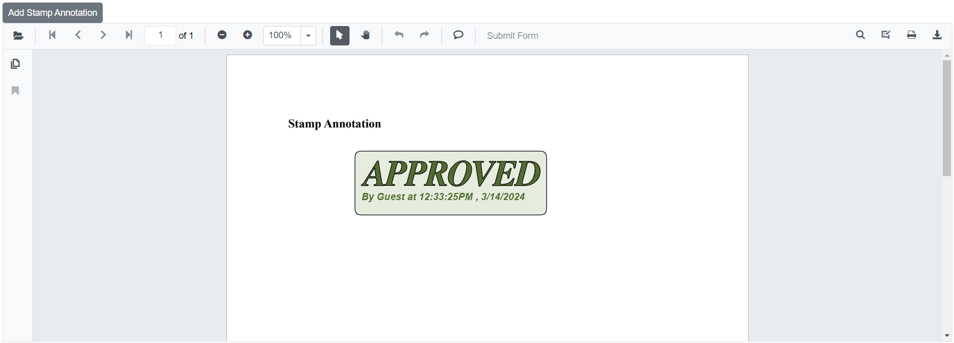 Programmatically Added Stamp Annotation in Blazor SfPdfViewer
