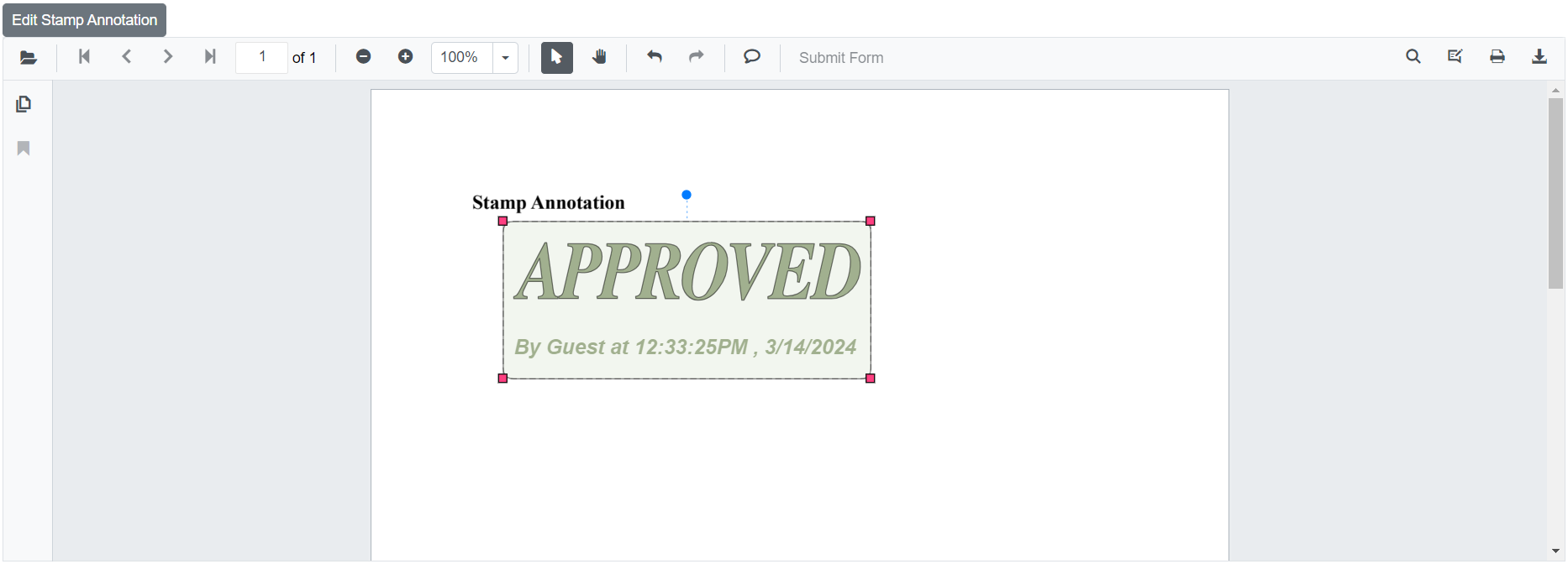 Programmatically Edit Stamp Annotation in Blazor SfPdfViewer