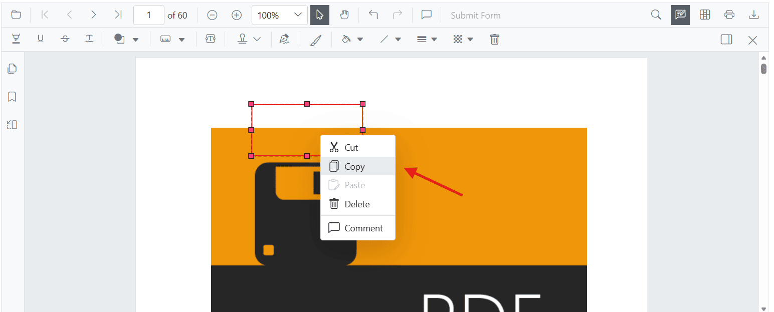 context menu on annotation