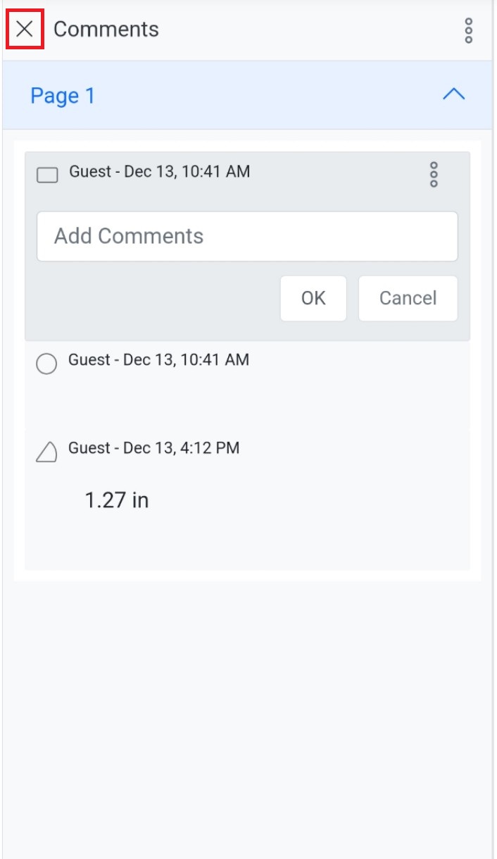 Comments panel displayed in Blazor SfPdfViewer