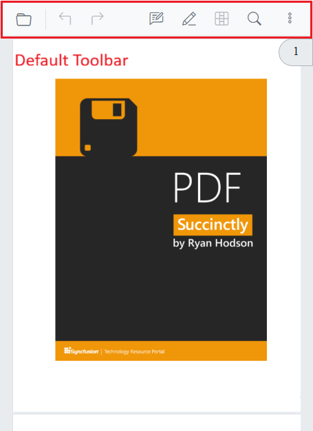 Blazor PDF Viewer primary toolbar in mobile view