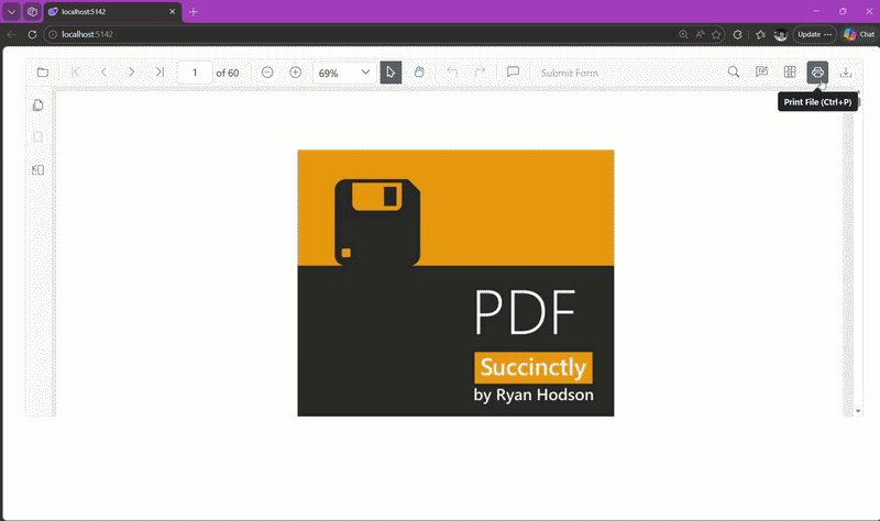 Print rotation demo showing landscape pages rotated for printing